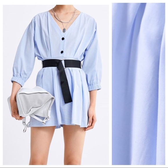 NWT. Zara Belted Poplin Short Jumpsuit Size S. - Picture 1 of 7